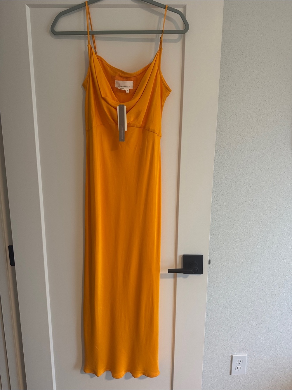 Anthropologie Golden Yellow Orange Cowl-Neck Maxi Slip Dress